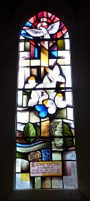 Stained glass in Sarratt Church. 